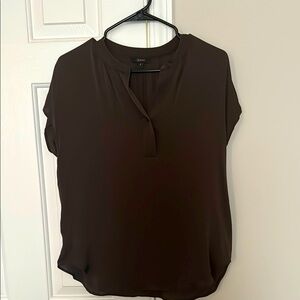 Quince Brown Silk Oversized Top